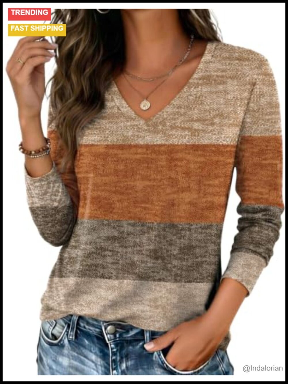 Long Sleeve V-Neck Basic Tee Dressy Casual Business Work Blouse